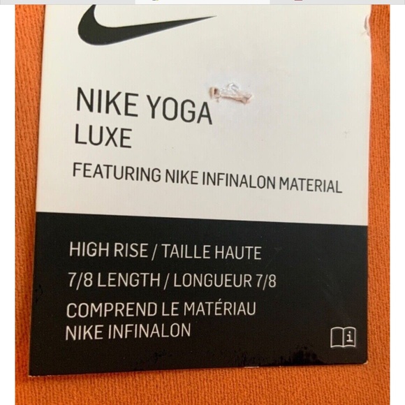 Nike Yoga Luxe Eylet High Rise 7/8 Leggings Orange Women's Large - Picture 8 of 9